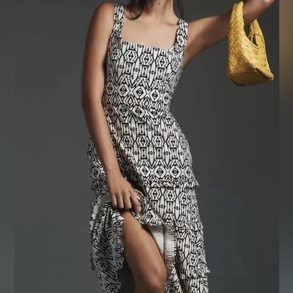 Anthropologie Dresses & Skirts - Anthropologie NWT Black & white square neck tiered dress sz M